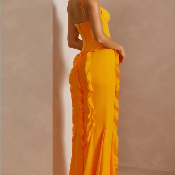 Oh Polly Perrine Corset Frill Skirt Maxi Dress in Tangerine Size 2 - Picture 4 of 14